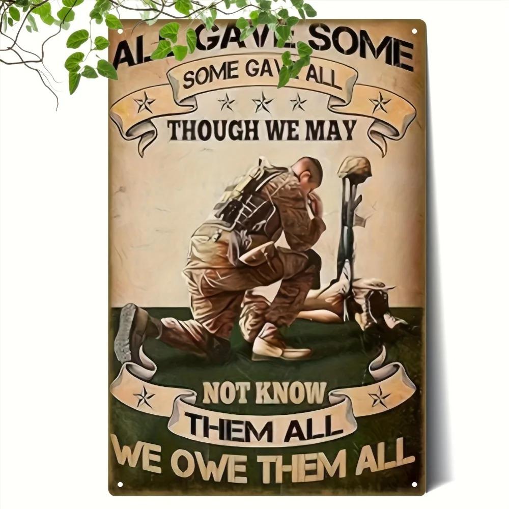 Винтажная металлическая настенная табличка 20x30см Мемориальная доска солдату Декор для дома 20x30cm