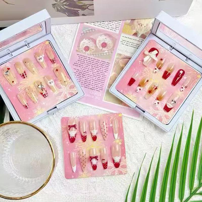 Exquisite Cartoon KT Cat Press-On Nails for Students - Cute Nail Art Set