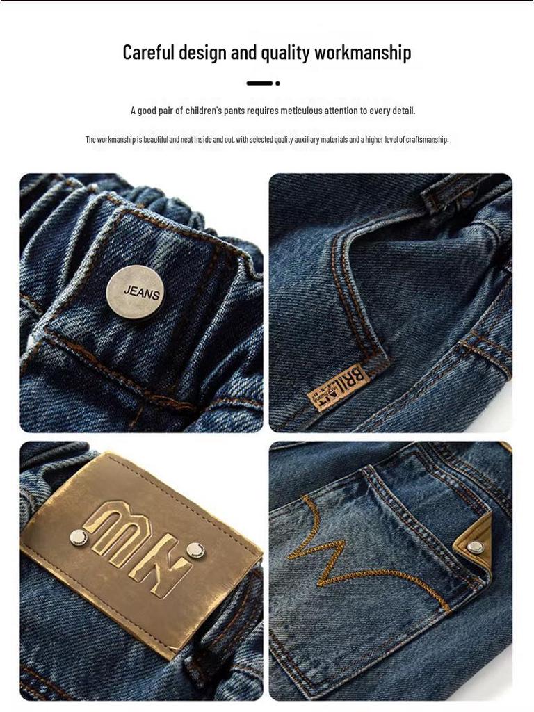 Jungen locker gerade geschnittene Jeans - Frühjahr 2026 Koreanischer Stil für mittelgroße und große Kinder