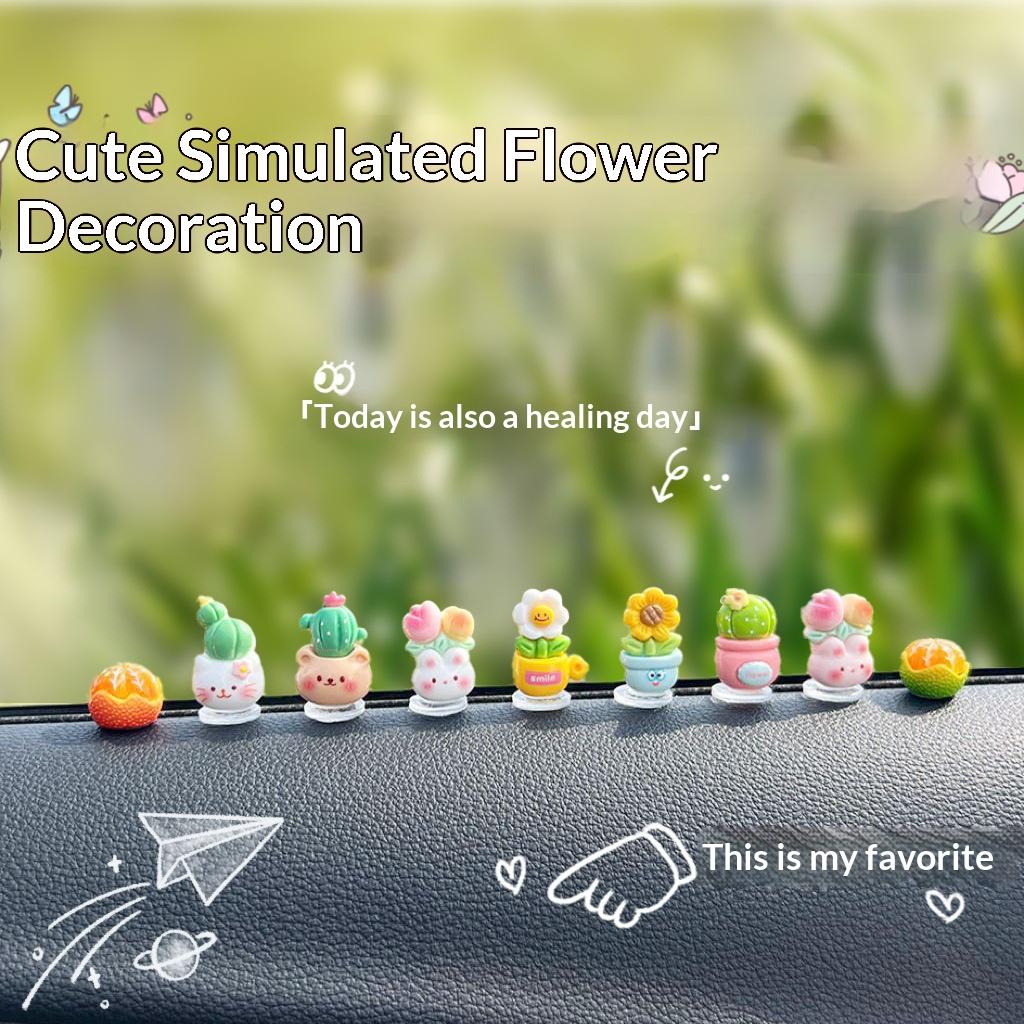 

Car decoration 7 types of cactus flower pots + 2 large orange Italian combinations, free seamless stickers