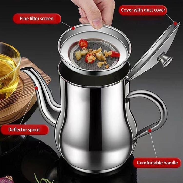 Grease Container Stainless Steels Oil Filter Pot Oil Storage Container with Fine Mesh Strainer Oil Storage Tank