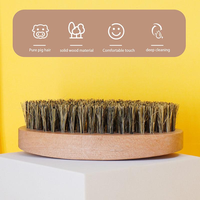Natural Boar Bristle Beard Brush For Men Wood Face Massage That Works Wonders To Comb Beard And Mustache