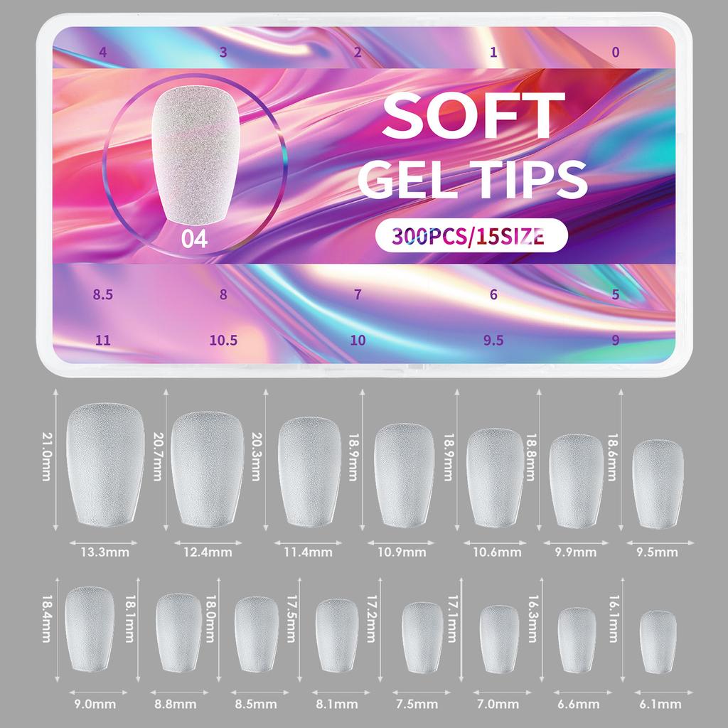 New 300pcs Matte Fake Nails NO Polishing Press On False Nails Medium Short Design High Matt Soft Gel Nail Tips for Extension