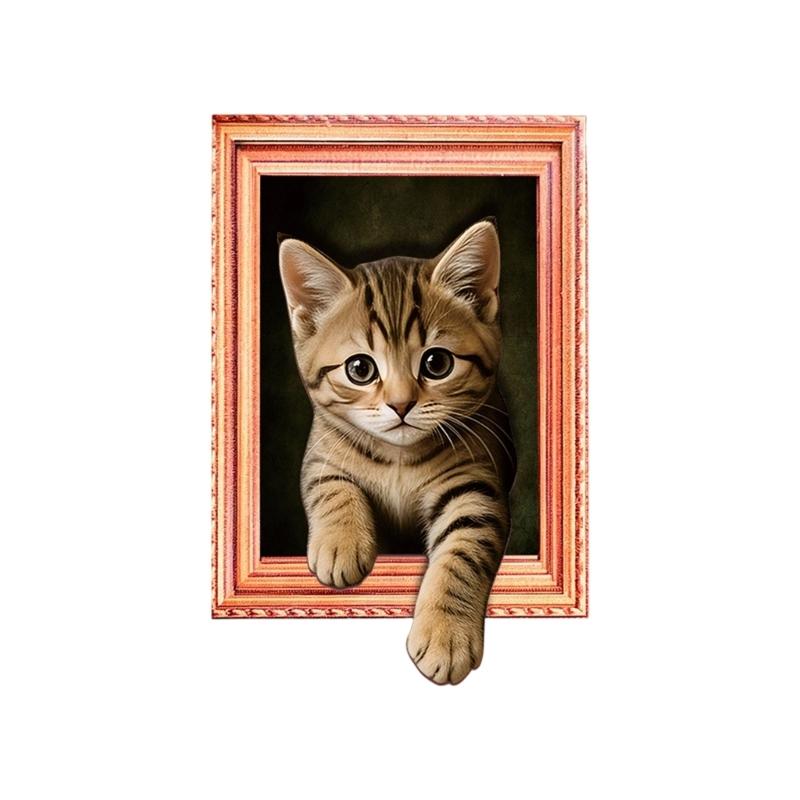 Whiteboards 3D Cats Magnets Decors with Framed Wood Design for Refrigerator Lockers Note and Home Office Accent Display