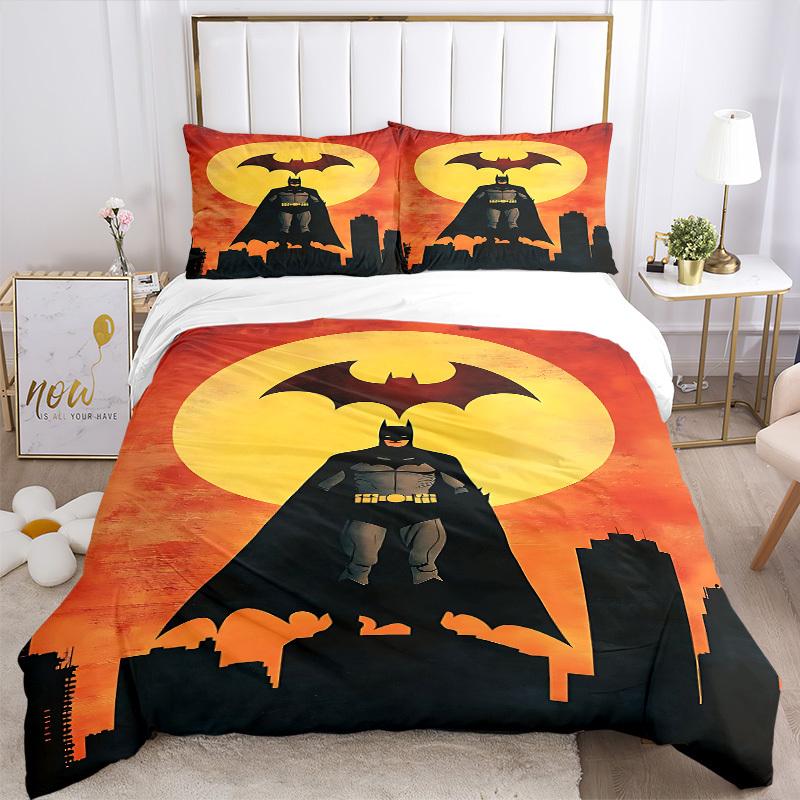 3pcs Batman Gotham Bedding Set, Soft Polyester Duvet Cover and Pillowcases Machine Washable Seasons all suitable & Guest Room Decor263