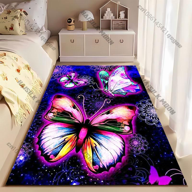 Lebendige Schmetterlinge strahlende kosmische Schönheit Teppich Yoga Wohnzimmer Zimmerdekoration Kinder Krabbeldecke Fußmatte Bereichsteppich