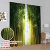 2pcs,2D plane printing Curtains Roller Blinds Bamboo Sunrise Versatile Durable Polyester (without rod) Home Decor for Living