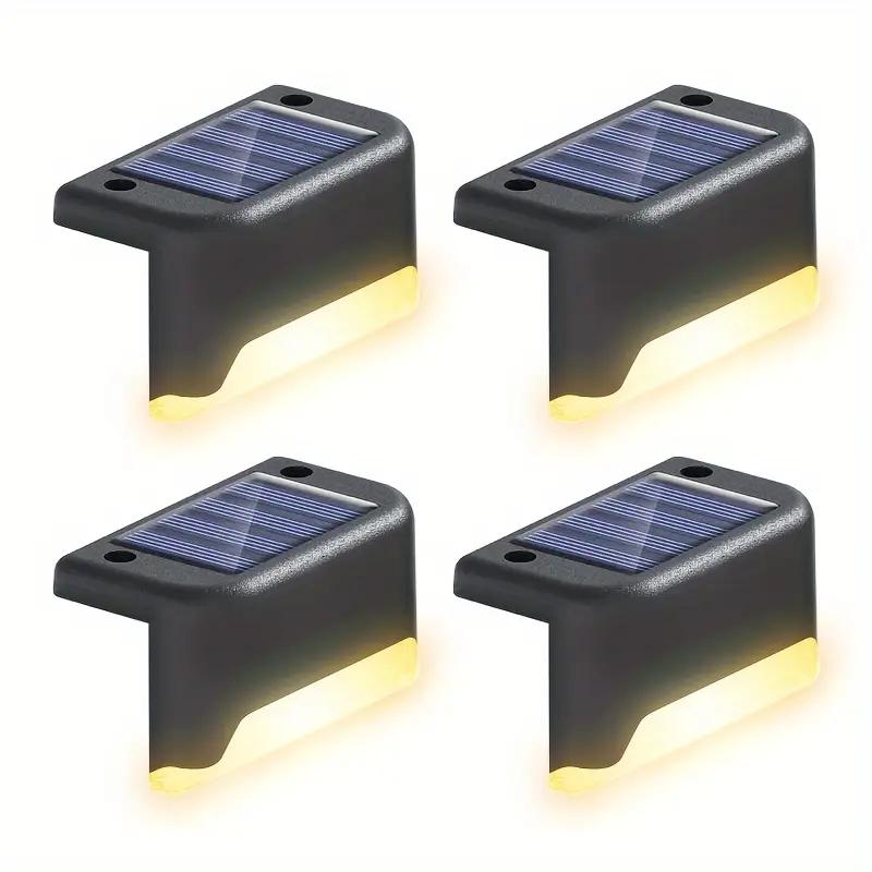 1/4PCS Solar LED Deck Lights Waterproof Outdoor Step Fence Lighting for Patio Yard Stairs Automatic Dusk-to-Dawn L-Shaped Design