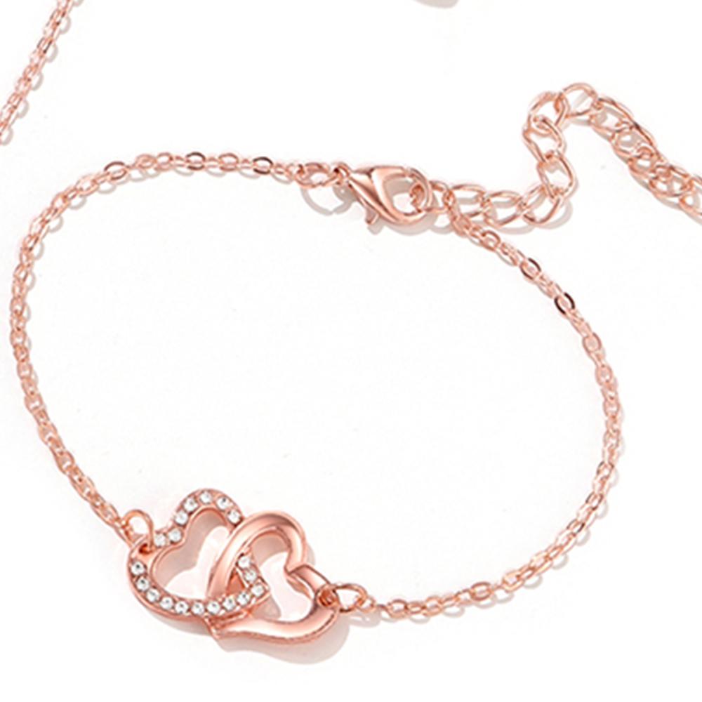 5 Piece Rose Gold Zircon Combination Bracelet Ring Necklace Earrings Zircon Set Fashionable And Suitable For Party Style