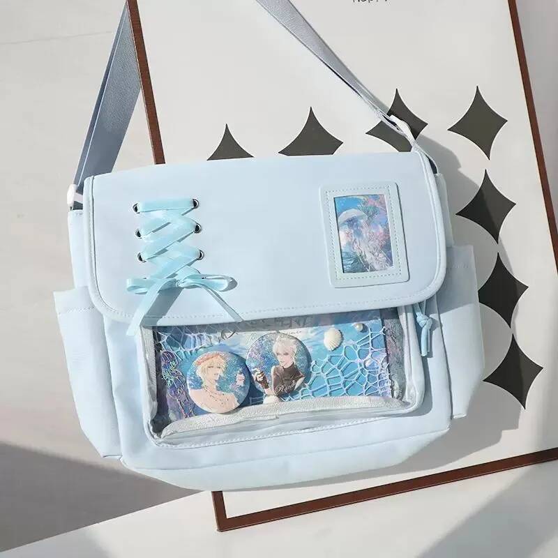 New College Style Ita Shoulder Bag Large Capacity Women Casual Crossbody Bag Cute Girls Transparent Bag Y2K DIY Display Handbags
