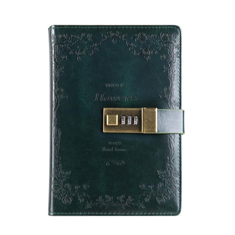B6 Libreta de Contraseña Retro Libreta de Mano con Cerradura Contraseña Imitación Cuero Estilo Clásico Europeo