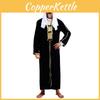Majestueuze Midden-Oosterse Sultan Outfit Voor Mannelijke Verkleedkleding Met Luxe Zwart Polyester