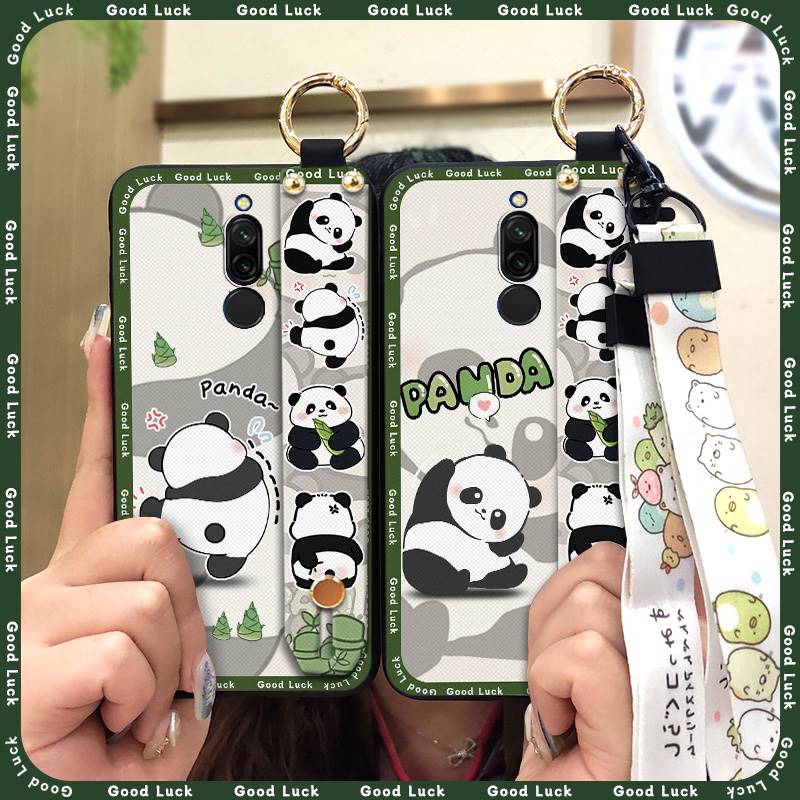 Cute Kickstand Phone Case For Xiaomi Redmi 8 Protective Silicone Cartoon Fashion Design Back Cover Lanyard Anti-knock