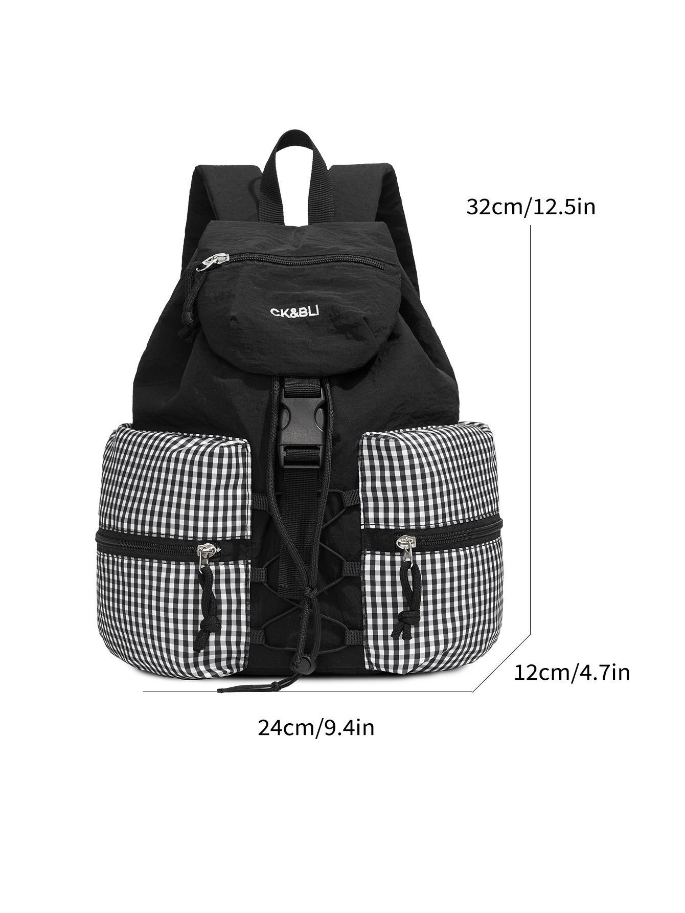 

Korean Striped Plaid Backpack: Large, Lightweight, Versatile Student Bag 24x12x32 cm