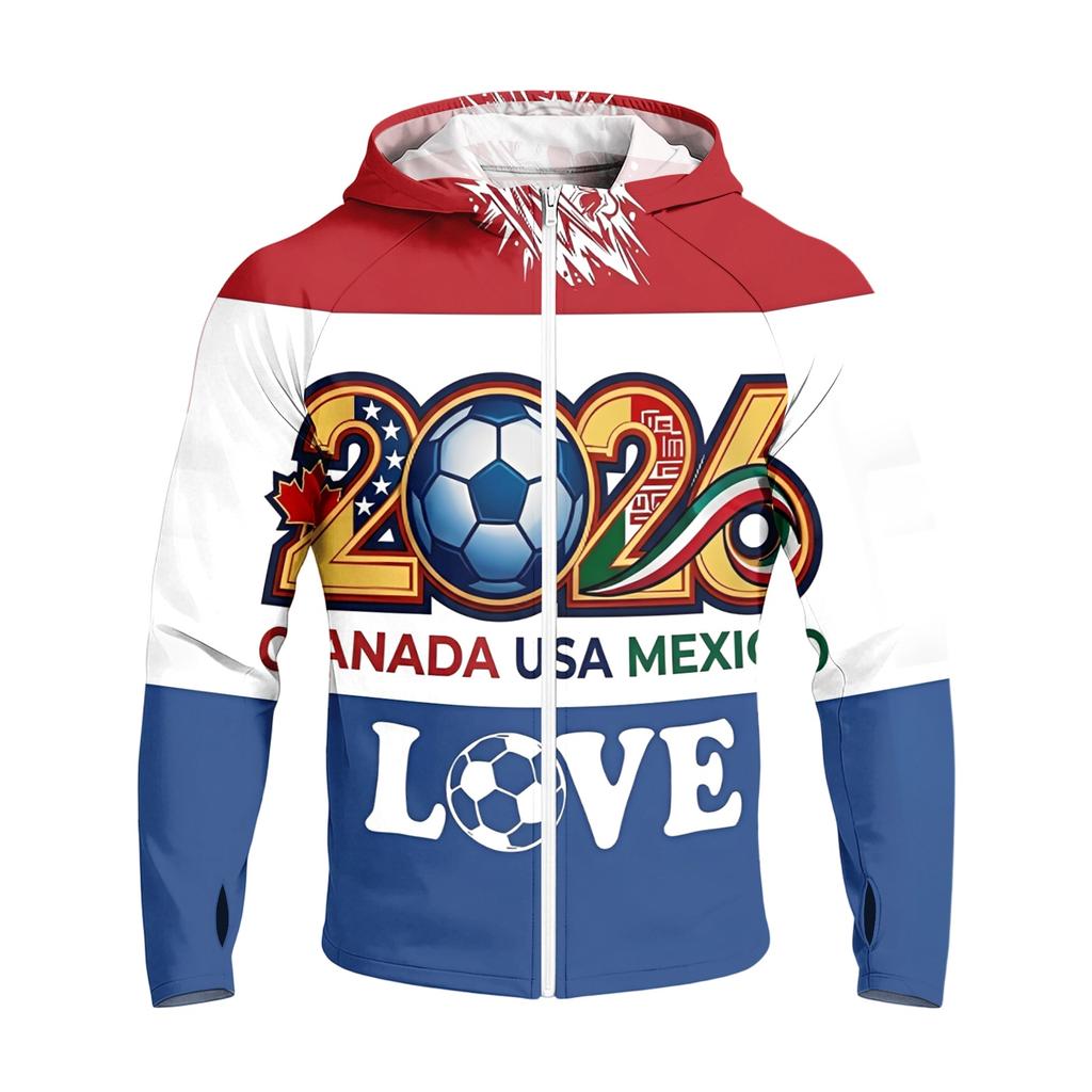 Men's Casual Raglan Sleeve Hooded Long Sleeve Sun Protection Jacket Lightweight Breathable Sportswear with Full Zip Front