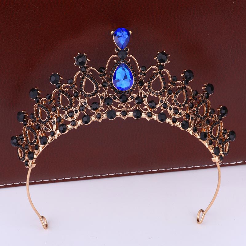 Retro Bridal Crown Tiara Princess Prom Party Queen Hair Crown Alloy Rhinestone Crown