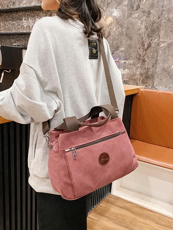 Retro casual women's bag canvas women's hand-held shoulder messenger bag women's large-capacity multi-compartment canvas bag