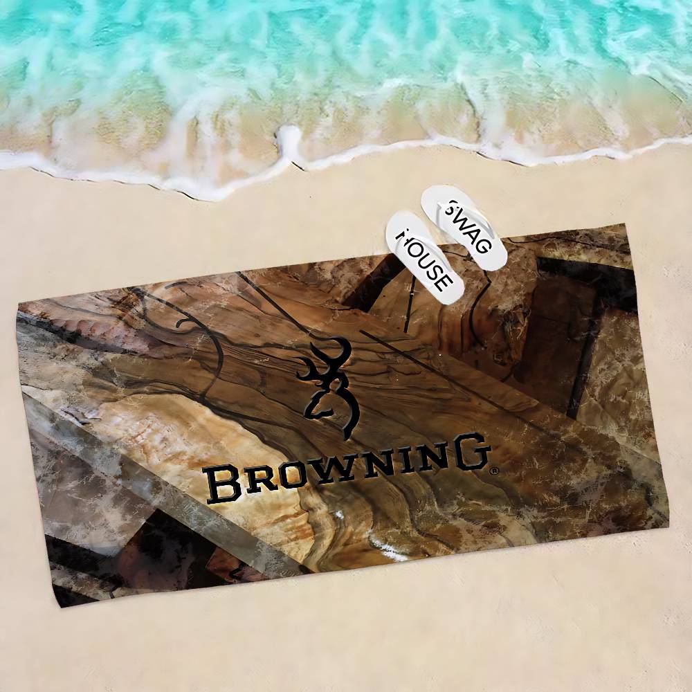 B-Brownings Logo Anime Beach Swimming Towel Soft Absorbent Washcloth Children's Gifts for Kids Travel Camping Gym