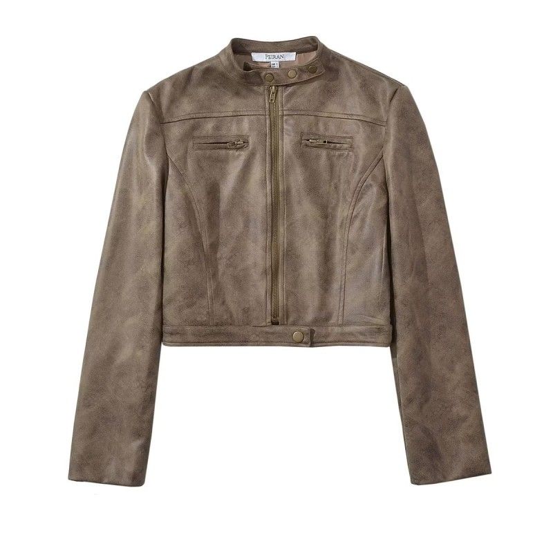 

Maillard Wear Sexy Faux Deerskin Slim-Fitting Biker Retro Bronze(High quality) M