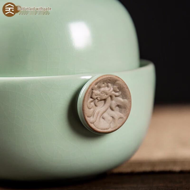 Auspicious Dragon Ceramic Kung Fu Travel Tea Set