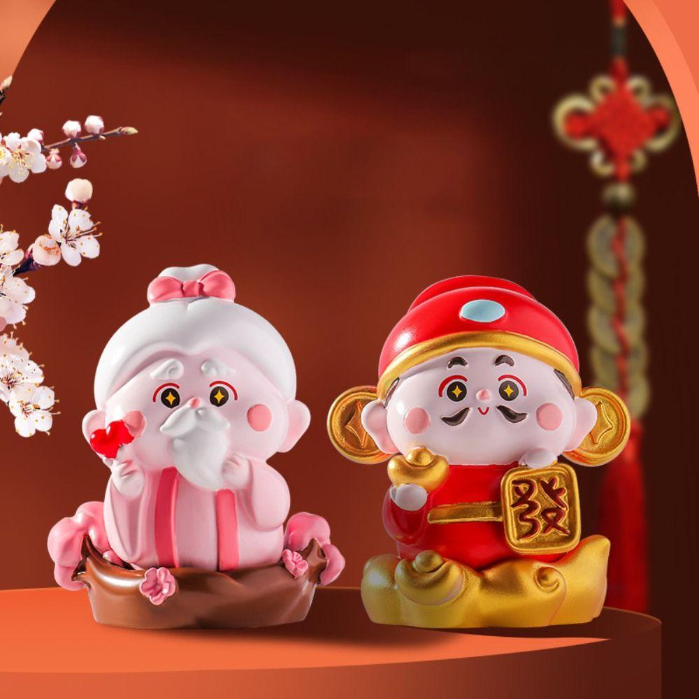 

Resin Chinese Lucky God Statue Feng Shui Cake Ornaments Little Monk Figurine Desk 2
