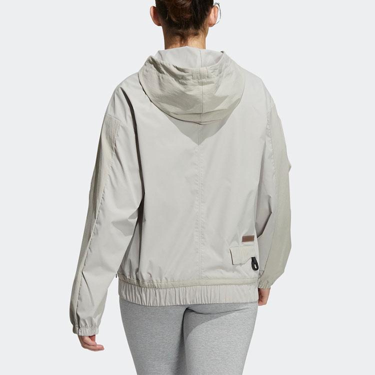 Adidas Originals Solid Color Half-Zip Sports Jacket Women Jackets Gray HE6596