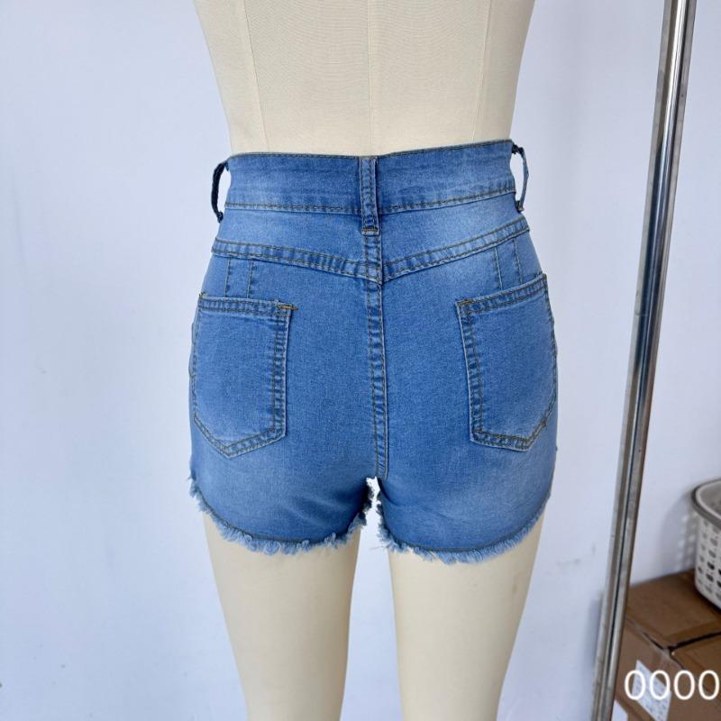 Shorts Denim Washed Women Jeans Tassel Solid Color High Waist Pockets Sexy Skinny Distressed 2025 Spring Vintage Streetwear Spliced