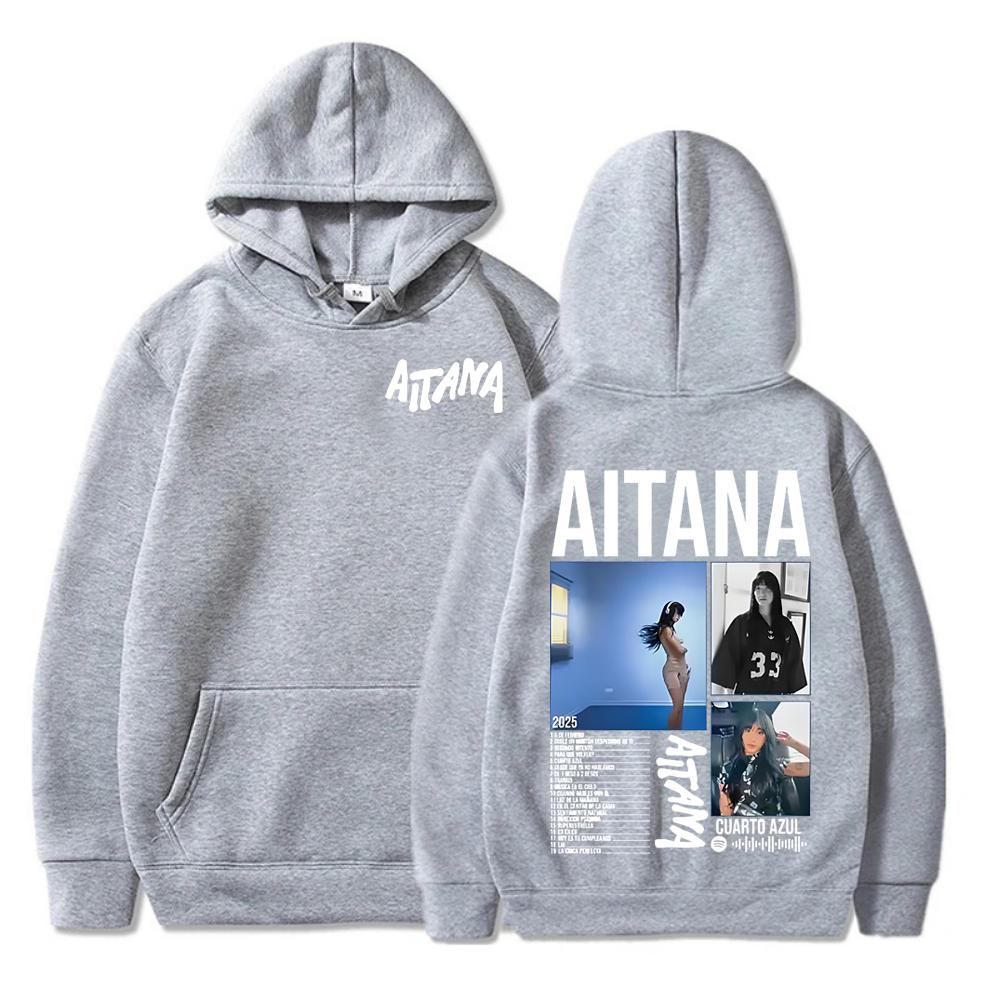 Sängerin Aitana Cuarto Blue Tour Herren- und Damen-Kapuzenpullover mit Muster