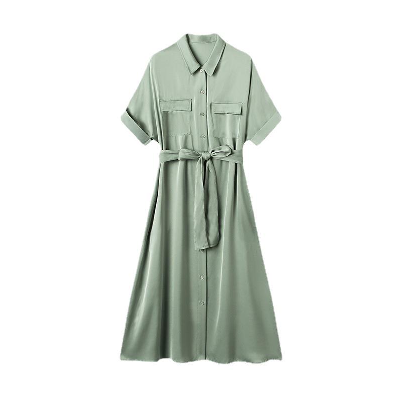 Women's Waist-Hugging Mulberry Silk Dress: Niche Summer Medium-Length Skirt