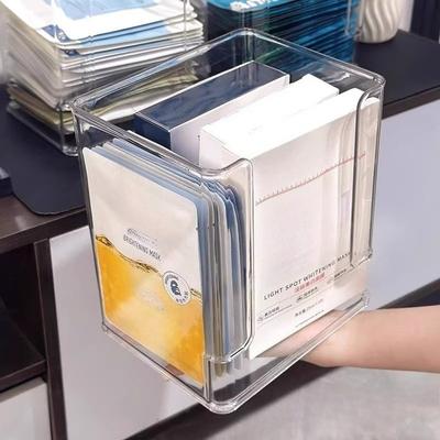 Acrylic Mask Storage Box Large Capacity Transparent Organizer for Vanity Countertop Skincare Cosmetics Desktop Shelf
