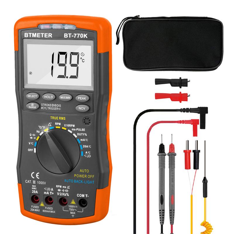 Professional Auto Range Digital Multimeter 770K 12 Function Car Diagnostic Tester TRMS NCV RPM Duty Cycle Temp Voltmeter Elec