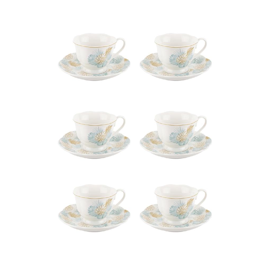 Set mit 6 Leaves New Bone-Kaffeetassen