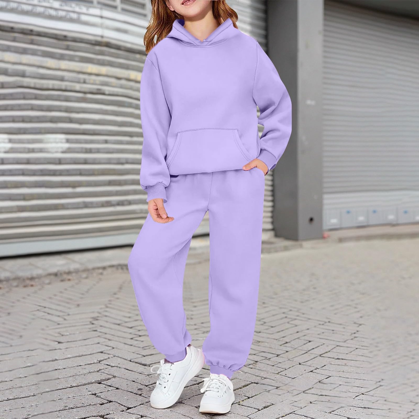 

Children s Solid-color Long-sleeved Hoodie And Sweatshirt Set 160