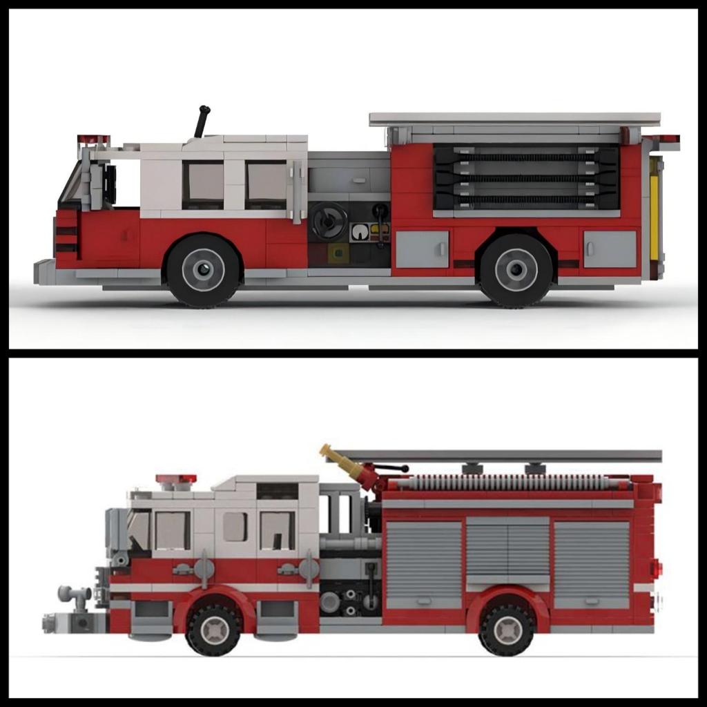 Urban Miniature Street View Fire Station MOC Building Blocks Set Small Fire Pump Truck Model Kids Puzzle Toy Boy's Birthday Gift
