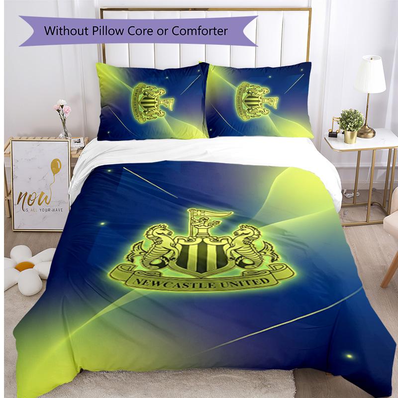 Set Lenzuola Stampato Newcastle United Football 3 Pezzi, Comodo Set Copripiumino per Camera da Letto Amico della Pelle