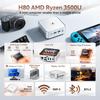 HUIDUN H80 3500U Avec Clavier QWERTY Mini PC avec AMD Ryzen™ 5 16 Go de RAM + 512 Go de SSD AMD Radeon™ RX Vega 8 Windows 11 Pro