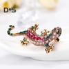 Retro Lizard Gecko Shape Brooch Shining Rhinestones Inlaid Pin Faux Silk Shawl Buckle Dress Badge Outfit Accessories