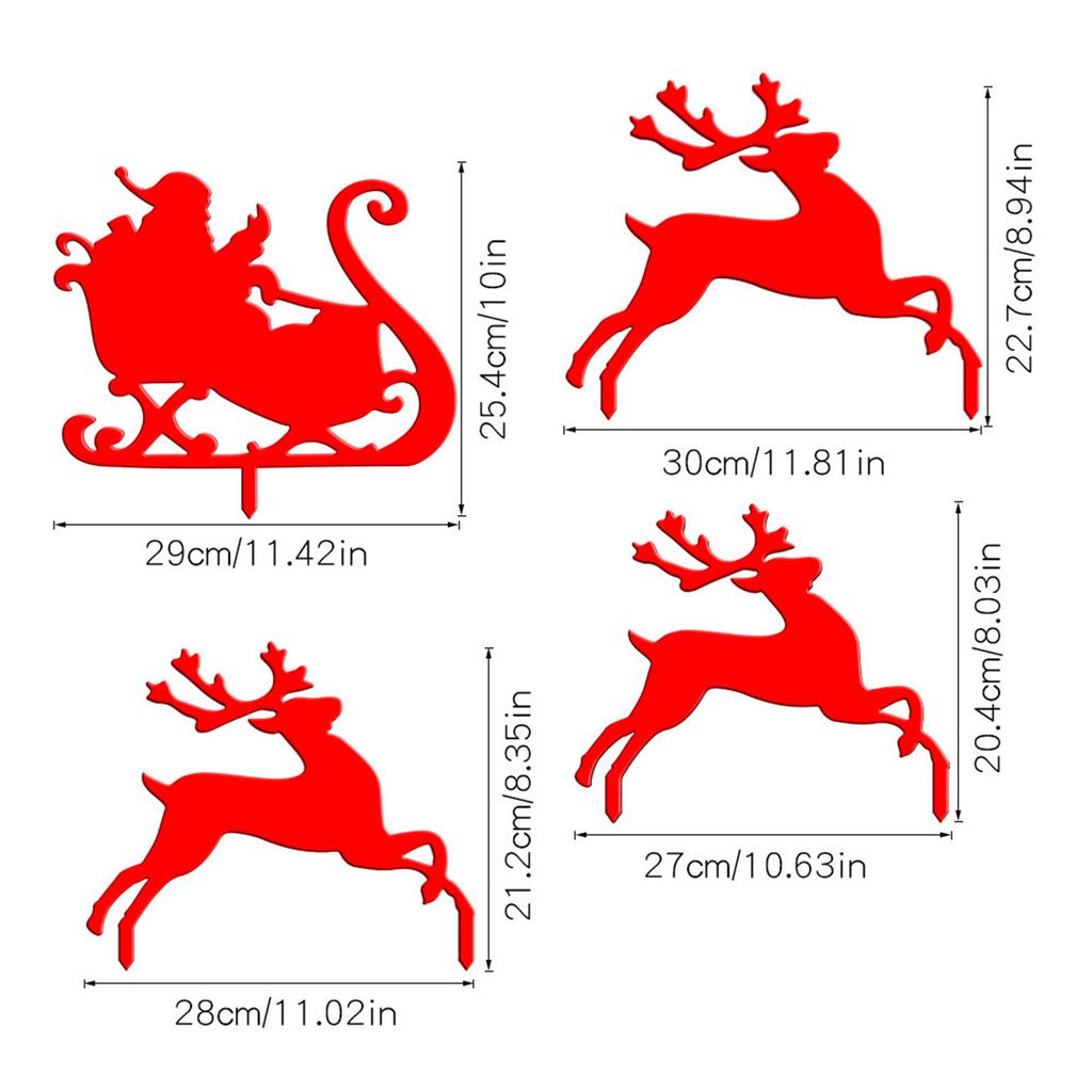 Christmas Elks with Sleigh Set Hollow-out Outdoor Garden Ornament Yard Art Decors with Stake for Courtyard Lawn
