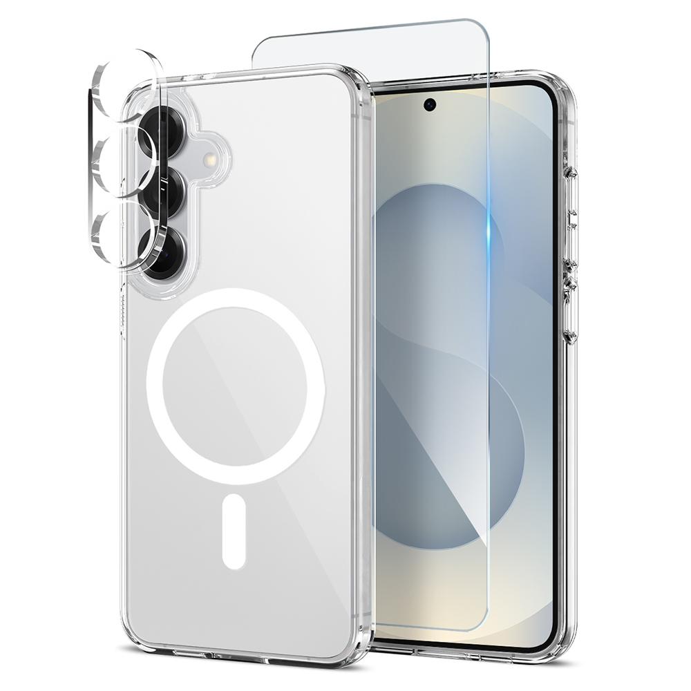 

NORTHJO For Samsung Galaxy S25 Magnetic Case PC+TPU Phone Cover Set with Front Screen Protector+Lens Film Transparent