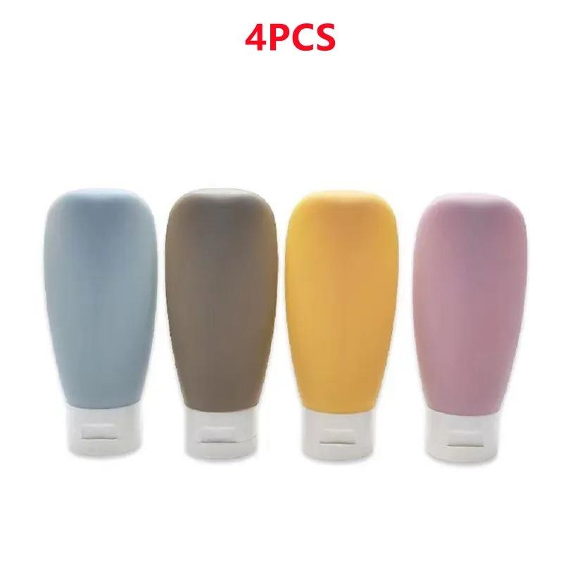 3/4Pcs/Set Travel Botttle Set 60ml Refillable Bottle Soft Silicone Lotion Shampoo Container Squeeze Tube Empty Bottle Wholesale
