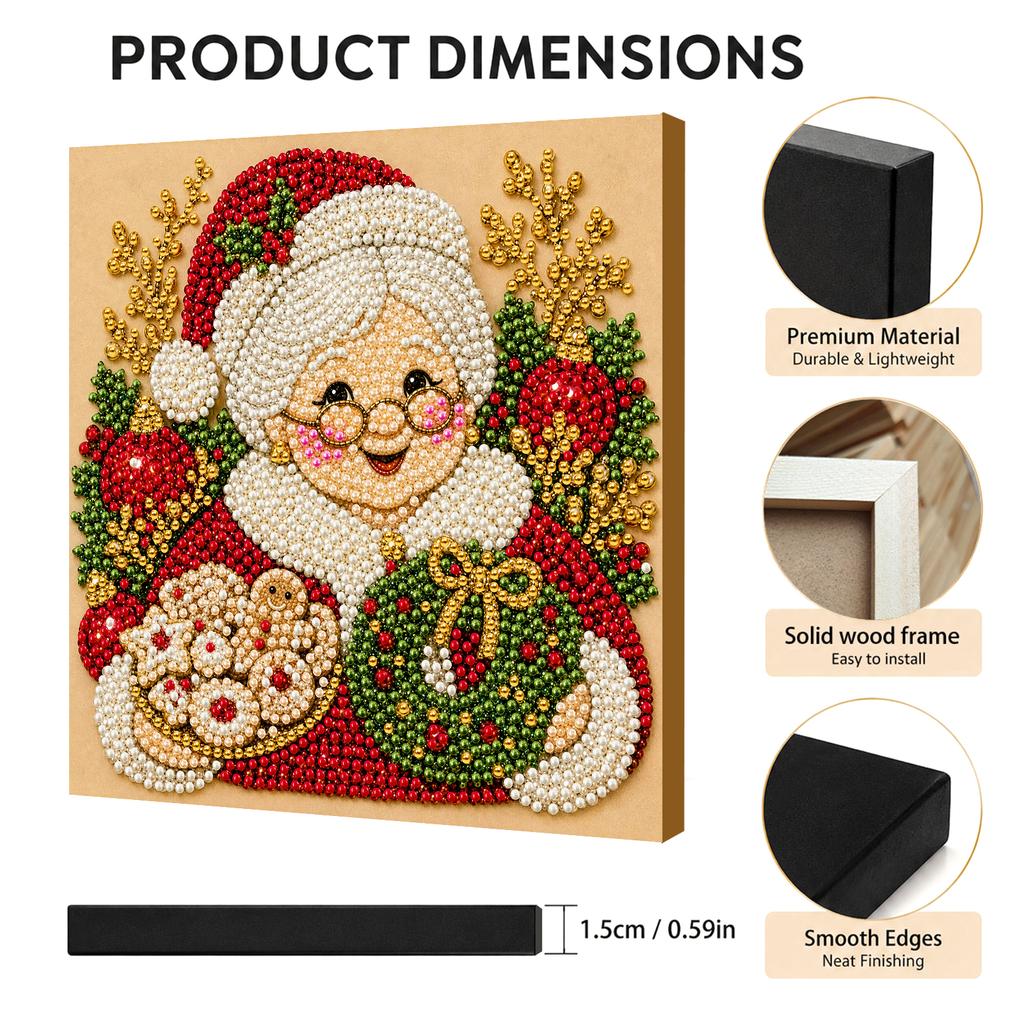 DIY Pearl Bead Painting Kit with Frame 11x11cm Christmas Self-Adhesive Canvas Art Craft Full Drill