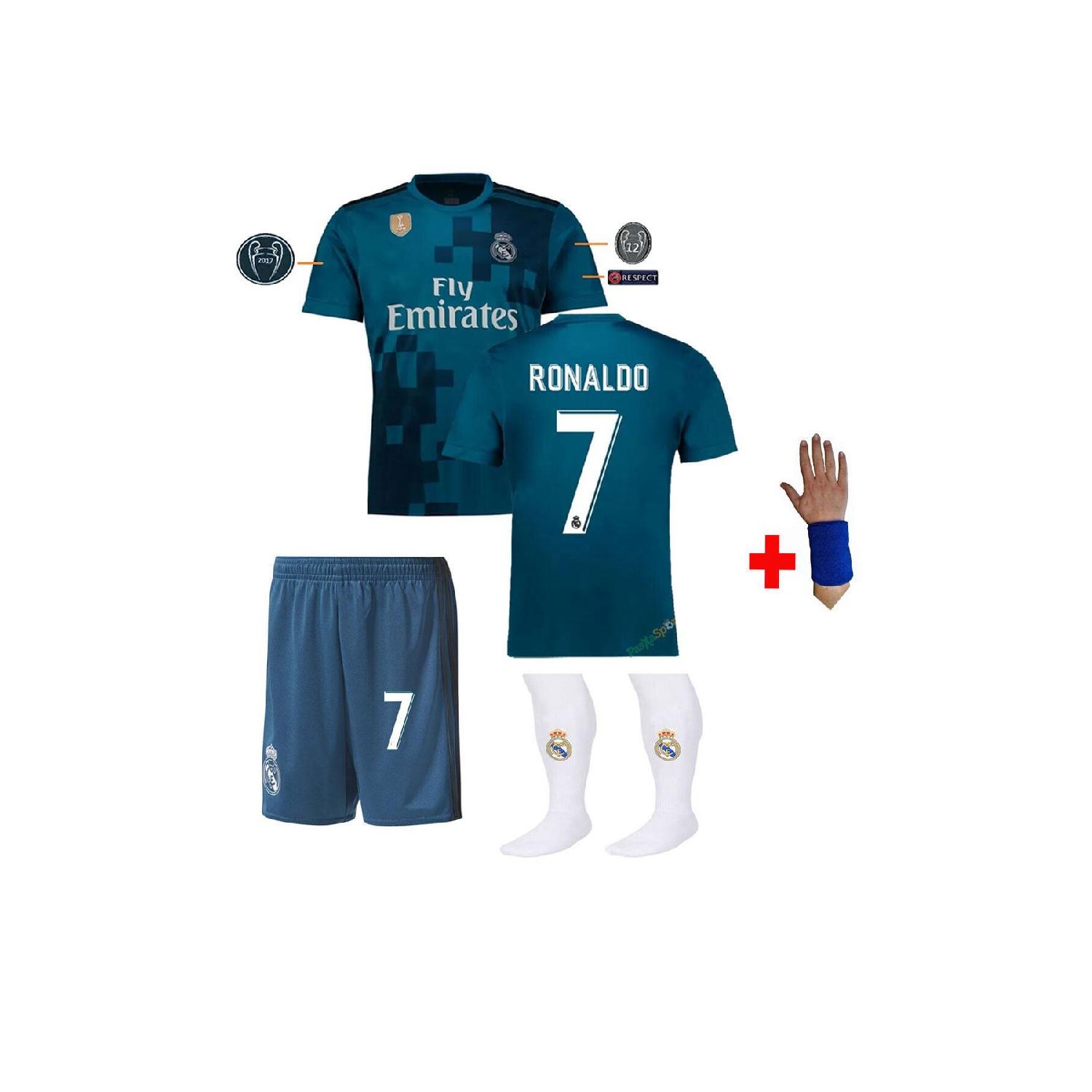 

Детские шорты из джерси Реал Мадрид, Роналду, носки, браслет, 2018 г.