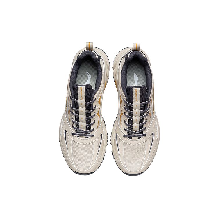 Li-Ning Supportive Trendy Non-Slip Lightweight Low-Top Sports Casual Shoes Men Sneakers Beige ARLQ001-7