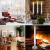 LED Kerze mit zeitgesteuerter Fernbedienung und Kerzenständer, flammende, flackernde Fensterkerze, Weihnachtsdeko, Kerzenlampe