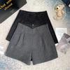 Women's High-Waisted Sequin Tweed Wide-Leg Shorts, Autumn/Winter 2025, Plus Size Slimming Design