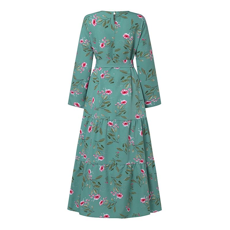 ZANZEA Rochie ocazională cu mânecă lungă cu imprimeu floral pentru femei