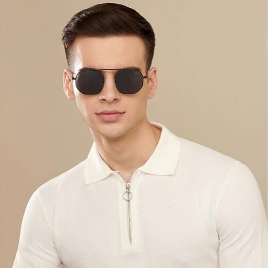 John Jacobs | Polarized & UV Protection Sunglasses For Men & Women | Full Rim Hexagonal Medium (Size-53) JJ S12470-C1