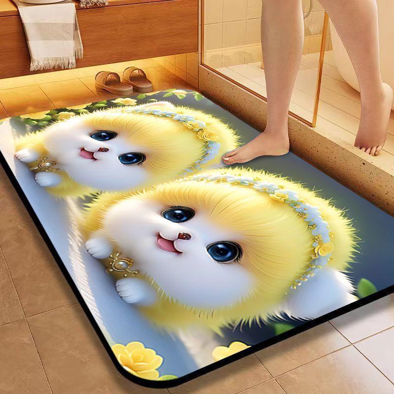 

Диатомовая грязевая впитывающая подстилка Мультяшный милый щенок Коврик для пола в ванной Туалетный коврик для двери Нескользящий придверный коврик Быстросохнущий коврик XL