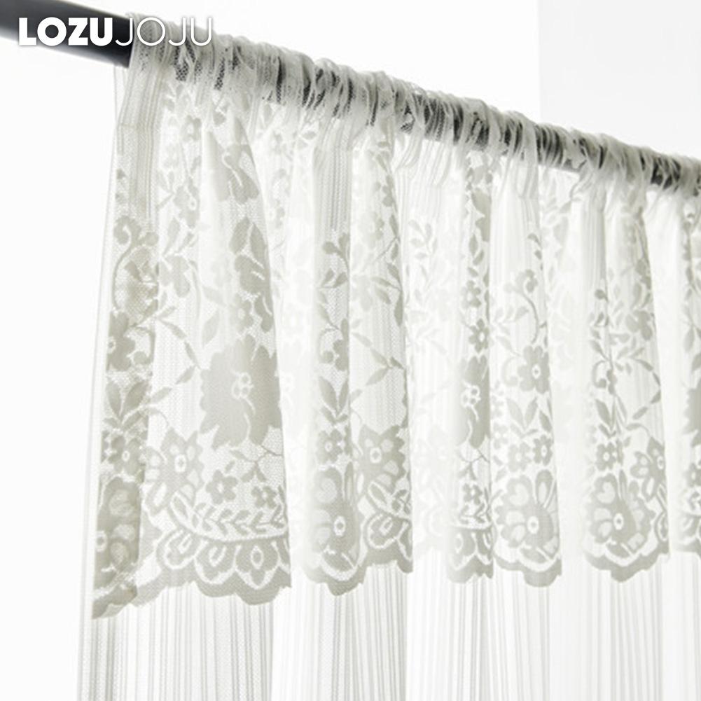 1PC 10-20% Light Blocking Transparent Lace Floral Wave Bottom Curtain for Living Room Bedroom Balcony Home Decor LOZUJOJU
