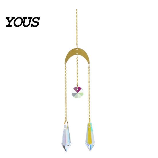 Sun Catcher Pendant Faux Crystal Suncatcher, Colorful Prisms Window Hanging Catcher, Moon Suncatcher Rainbow Maker Chain for Garden Home Decor Star
